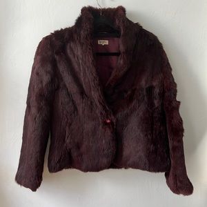 Burgundy Rabbit Fur Coat Large
